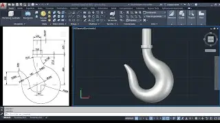 AUTOCAD dibujo de un gancho (Garfio) de 2D a 3 Dimensiones
