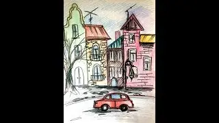 Городской пейзаж. Графика.