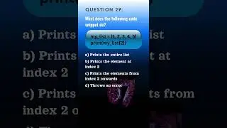 Python Qn. 27 | Python Questions and Answers | Tech NS Arena 