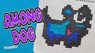 HOW TO DRAW PET DOG AMONG US PIXEL ART - PIXELADOS