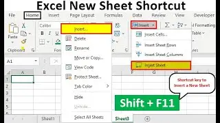 How to insert new sheet in Excel with shortcut key