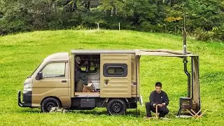 Car Camping But Animal Walks on Car at Night! First Wood Stove of the Season | Relaxing nature ASMR