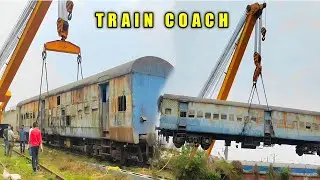 RAILWAY TRAIN COACH LIFTING WITH CRANE | TRAIN COACH CONSTRUCTION WORK WITH JCB