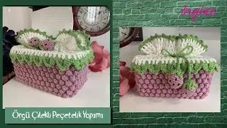 Bir dondurma kutusu ve Pıtırcık örgü modeli çilekli peçetelik yapımı 