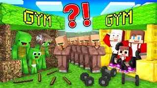 JJ's Family RICH GYM vs Mikey's Family POOR GYM Survive Battle in Minecraft - Maizen