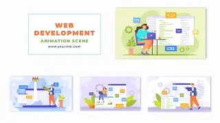 Vector Web Development Process Animation Scene After Effects Template