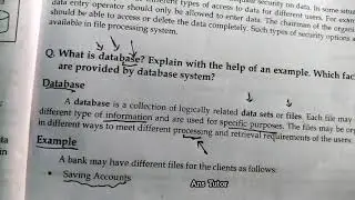 Database and Facilities of Database System - Example of Database ,12th Class Computer Science 