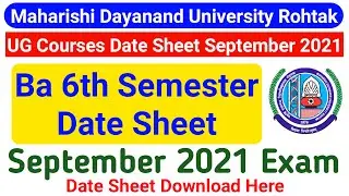 Mdu Ba 6th Semester Date Sheet 2021 || Mdu Ba Date Sheet || Mdu ba sport case date sheet 2021