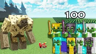 Mutant Husk Vs 100 Zombies | Minecraft