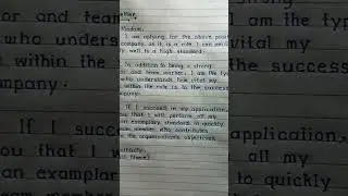 Cover Letter For Job Application || MM Handwriting 
