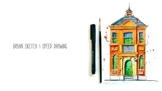 Urban sketching speed drawing with fineliners and watercolor