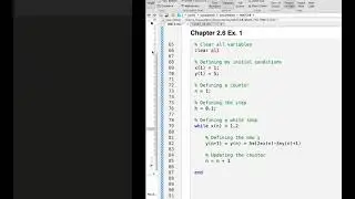 Math245: Chapter 2 6 Ex  1 Part B | Euler's Method in Matlab