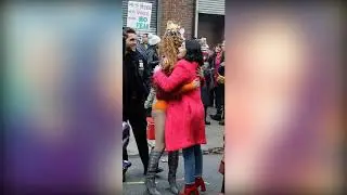 Lucy Hale stands out in bright red coat while filming Riverdale spin off Katy Keene in New York