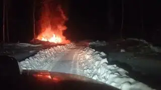 80 км бульдозер по зимнику на лыжах