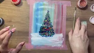 Открытка  елочка гуашью. Детский мастер класс!