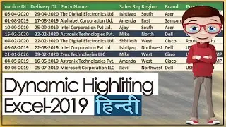 Dynamic Highlighting in Excel-2019 [Hindi & Urdu]