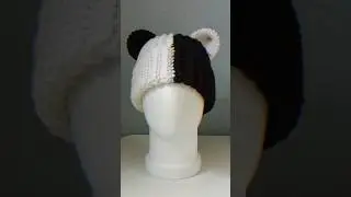 Шапка с ушками мишки крючком 🐻🤍🖤 