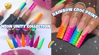 RAINBOW CROC PRINT FRENCH TIP 🌈✨ | MADAM GLAM NEON UNITY COLLECTION | POLYGEL NAILS