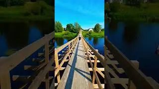 подвесной мост над рекой Олонка, Карелия 