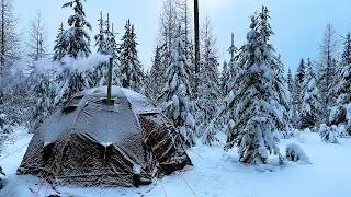 Winter Hot Tent Camping With My Girlfriend