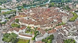 Drone Views of Switzerland in 4k: Aarau - Canton of Aargau