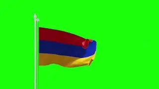 Armenia Flag Green SCREEN Close and Long Shots