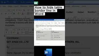 How to hide table border line in Word  #mswordtutorial #tablewithoutborders @haminh1804