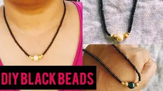 #DIY//How to make black beads chain//simple mangala  sutra  design for daily use |thanu Telugu vlogs