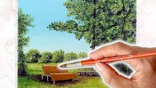 Рисование лавочки масляными красками