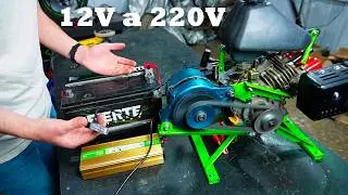 I built a homemade electric generator using a 4-stroke engine and a car alternator.