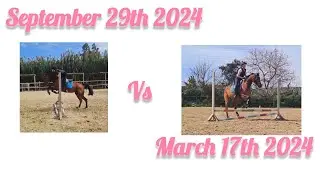 my horse riding on September 29th 2024 VS on March 17th 2024!!🩷🩷🩷🥰