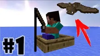 Майнкрафт с нуля Начинаю играть Делаем удочку и ловим рыбу