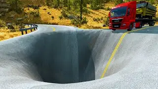 Cars vs Giant Pit #2 - BeamNG.Drive