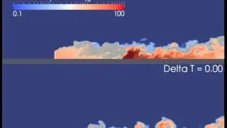 Large-Eddy Simulation of flow over a fence: concentration (zoom)