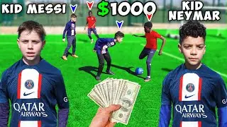 kid Messi & kid Neymar 2v2 Football Match! Winners gets $100!