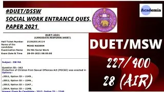 MSW Exam Question Paper 2021 || DUET DSSW || NADEEM || SOCIAL WORK || DU