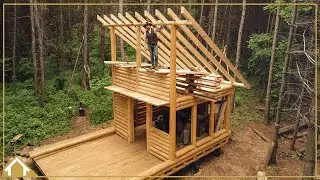EP28: Roof Rafters Go Up On Off Grid Cabin Build