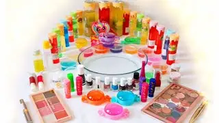 Mixing Rainbow! slime mixing, lipstick, rainbow eyeshadow, | ASMR | Satisfying slime mixing