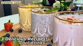Lassi Drink 3 Ways| Healthy Strawberry | Blueberry And Mango Drinks | Quick & Easy *URDU/HINDI*