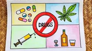 International Day Against Drug Abuse Drawing | How to draw Stop Drug Easy | Say No to Drug Poster