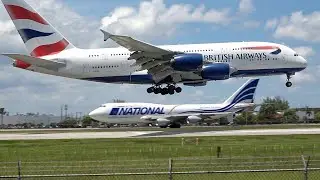 120 Close up Take offs & Landings  🇺🇸 Miami Airport (MIA) Plane Spotting - RUSH HOUR (Runway 9) KMIA