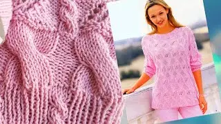 In delicate pink color BEAUTIFUL JUMPER with knitting needles