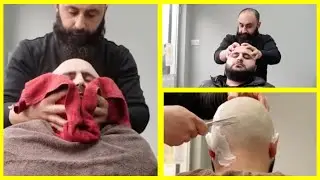 perfect asmr Razor wet Shave 💈 13 minute NO Talk 💈 Barber Turko