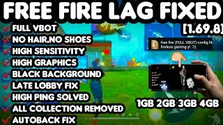 free fire full vbot no hair black background lag fix config and gameplay  in j2(1.69.8)