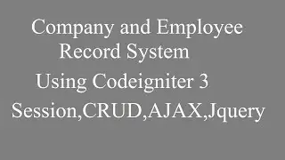 Multi Vendor company employee record Application with Codeigniter 3 in Hindi Explanation