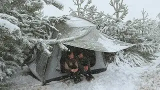 Camping in heavy snow on Mount Erciyes