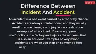 What's The Difference Between incident & Accident