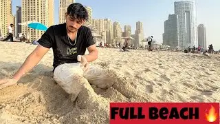 JBR Dubai Beach walking with swimming || Most Beautiful public Beach 🔥
