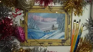 #art #artist Зимний пейзаж (Рисуем гуашью) Домик в лесу (2020)
