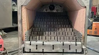 Работа колосникового блока пеллетной горелки.